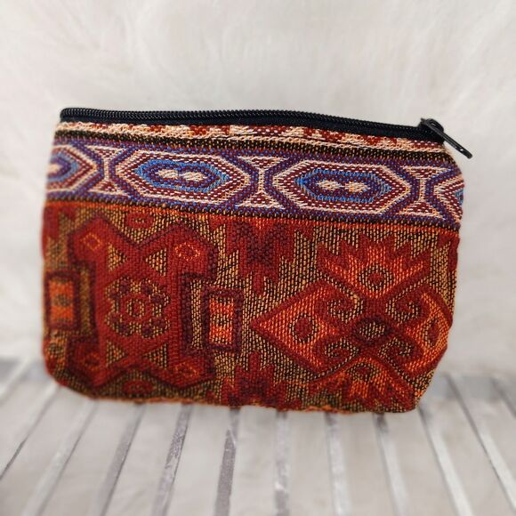 TRADES ROUTES ARTISTIC WALLET SMALL ZIPPER CLOSURE/NO STRAP/NO POCKETS/OPEN UNIT - Picture 4 of 14